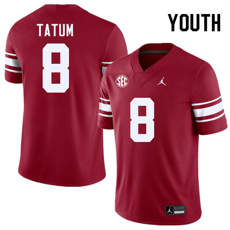 Youth #8 Taylor Tatum Oklahoma Sooners 2024 SEC Conference College Football Jerseys-Throwback